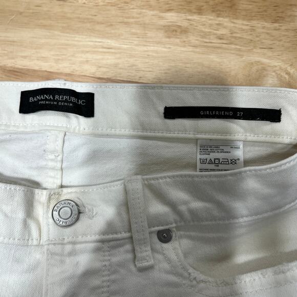 Banana Republic Cropped Girlfriend Jeans Raw Hem Women's 27 White Resortwear - Picture 5 of 10